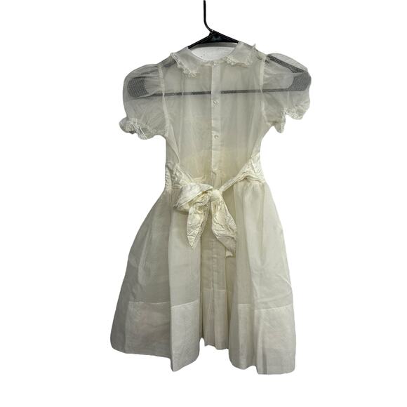 Sheer Vintage Party Dress Puff Sleeve Floral Lace‎ 1950s Girl XS - Picture 3 of 9